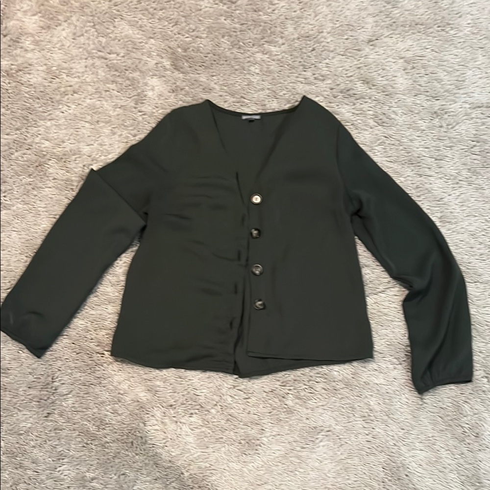 Charlotte Russe Green Long Sleeve Boxy Blouse